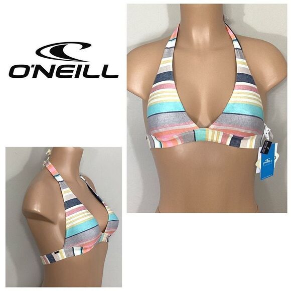 New O’Neill stripe bikini top. XS. MSRP$62 - Picture 1 of 9